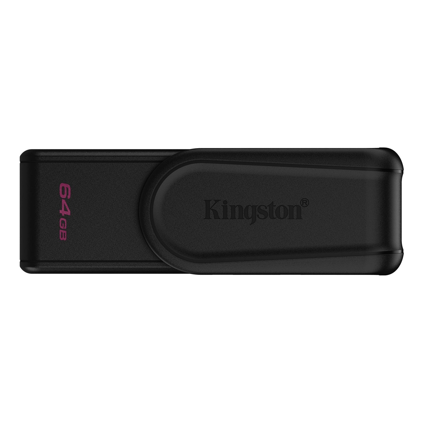 Pendrive Kingston DataTraveler Exodia S Preto de 64GB USB 3.2, compacto e resistente, com conector USB na cor preta.