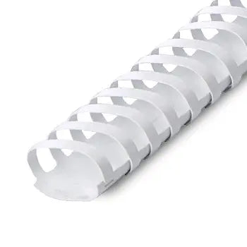 Argolas PVC brancas ovaladas de 32mm para encadernar, pacote com 50 unidades, marca Leitz, em imagem detalhada