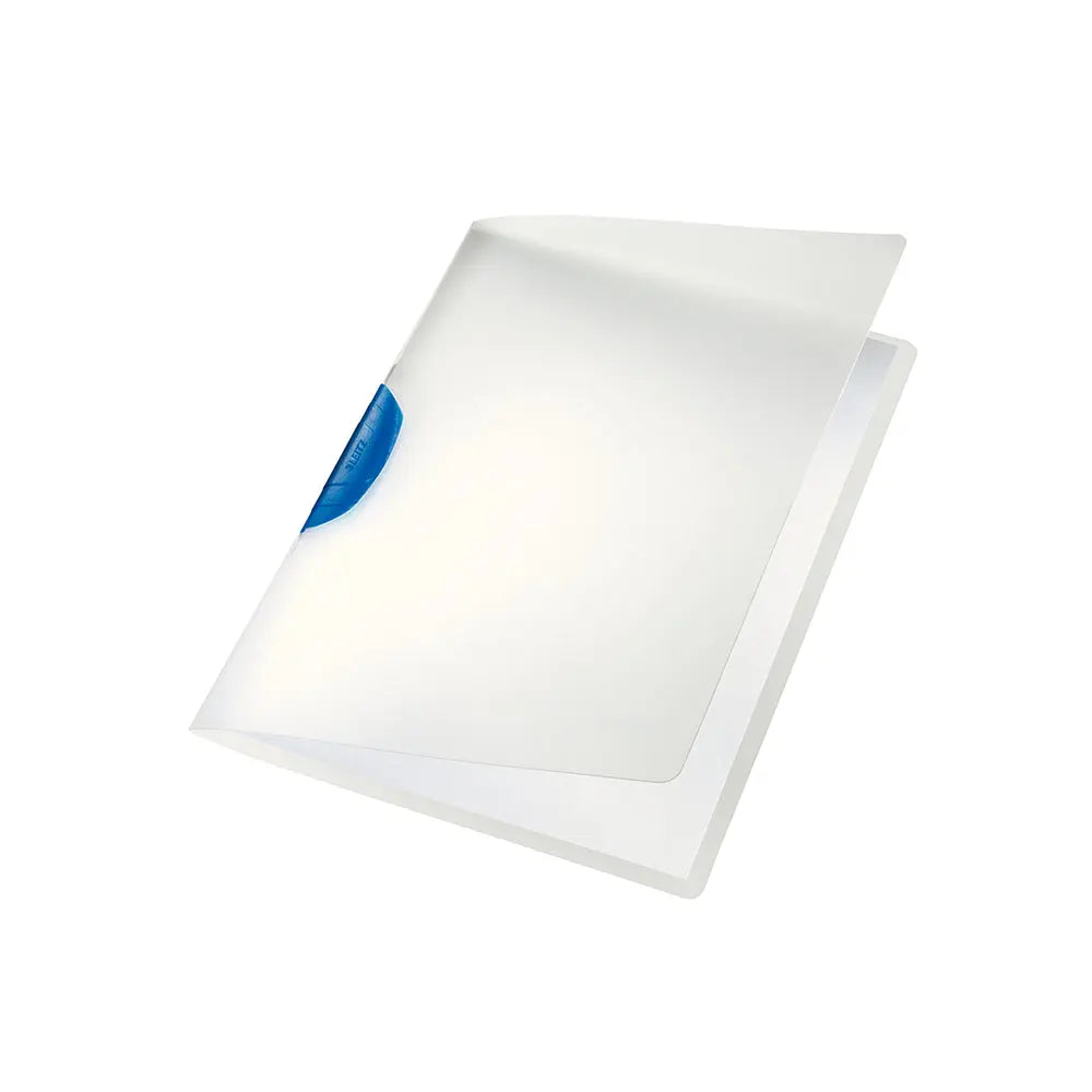 Classificador clip lateral Leitz Color Azul para organização de documentos, com abas laterais para fácil identificação.
