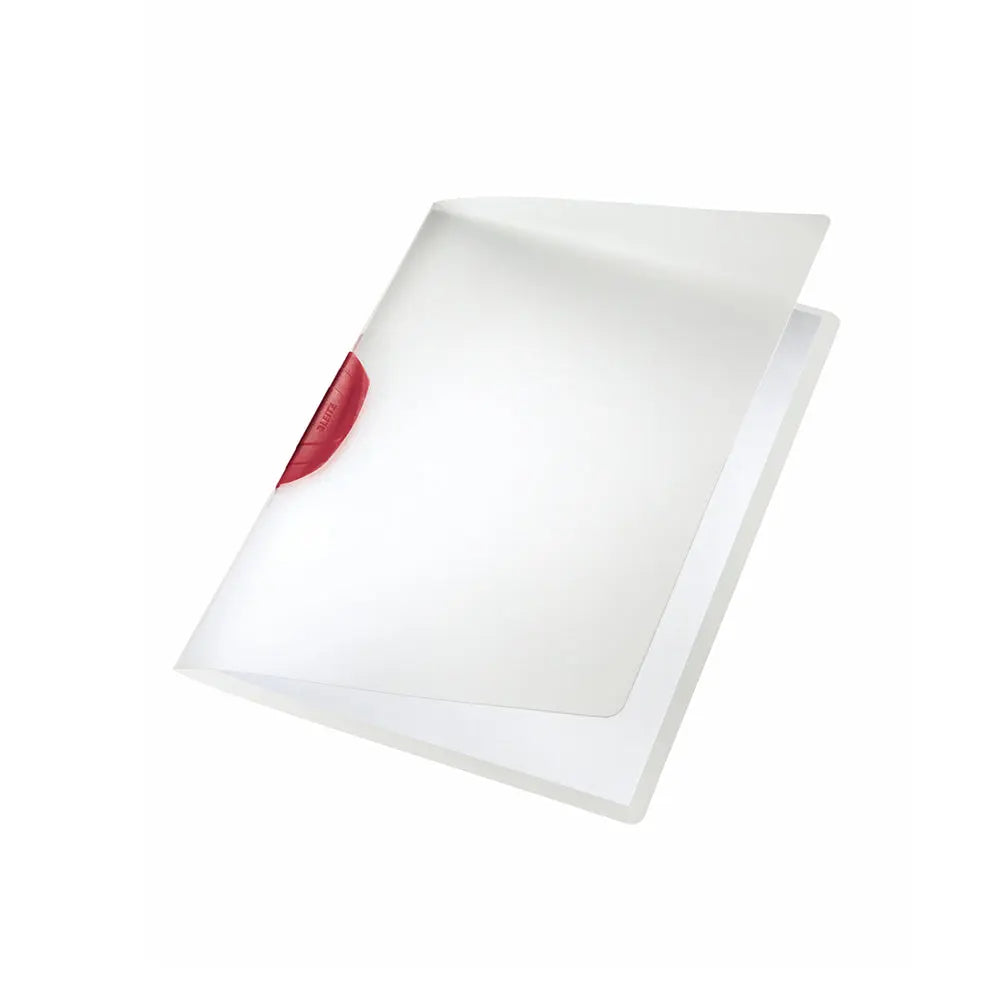 Classificador Leitz Clip Lateral vermelho para organizar documentos com cor e praticidade.
