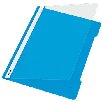 Classificador de capa transparente azul Leitz 4191, pack com 25 unidades, para organização de documentos.