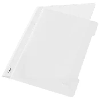 Classificador Leitz branco com 25 capas transparentes, modelo 4191, para organização de documentos.