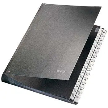 Pasta de assinaturas Leitz 5831 preta com 31 divisões para organização de documentos.