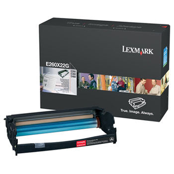 Tambor preto original Lexmark 0E260X22G para impressora, capacidade de 30.000 páginas, imagem do produto.