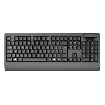 Teclado preto Lifetech com leitor de cartão Cidadão e Smart Card, ideal para segurança e eficiência em sistemas de identificação.