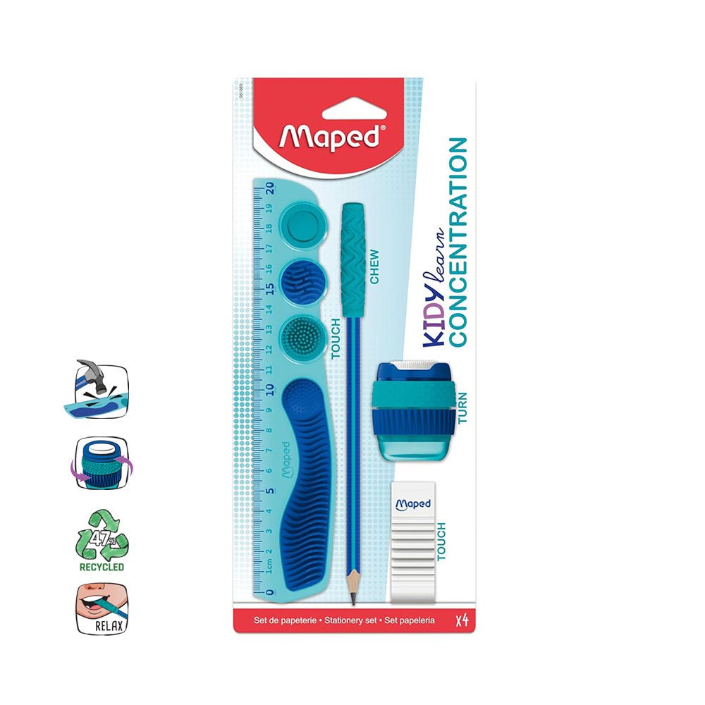 Bluepixel Equipamentos e Serviços Informáticos Lda | Conjunto Escolar Kidy Learn 4 Peças para Crianças | Concentração Maped Afias