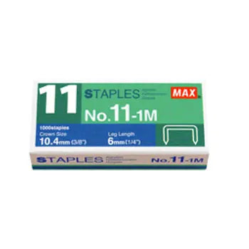 Agrafos Max 11-1M para 35 folhas, caixa com 1000 unidades, ferramenta de escritório para fixação de papéis.