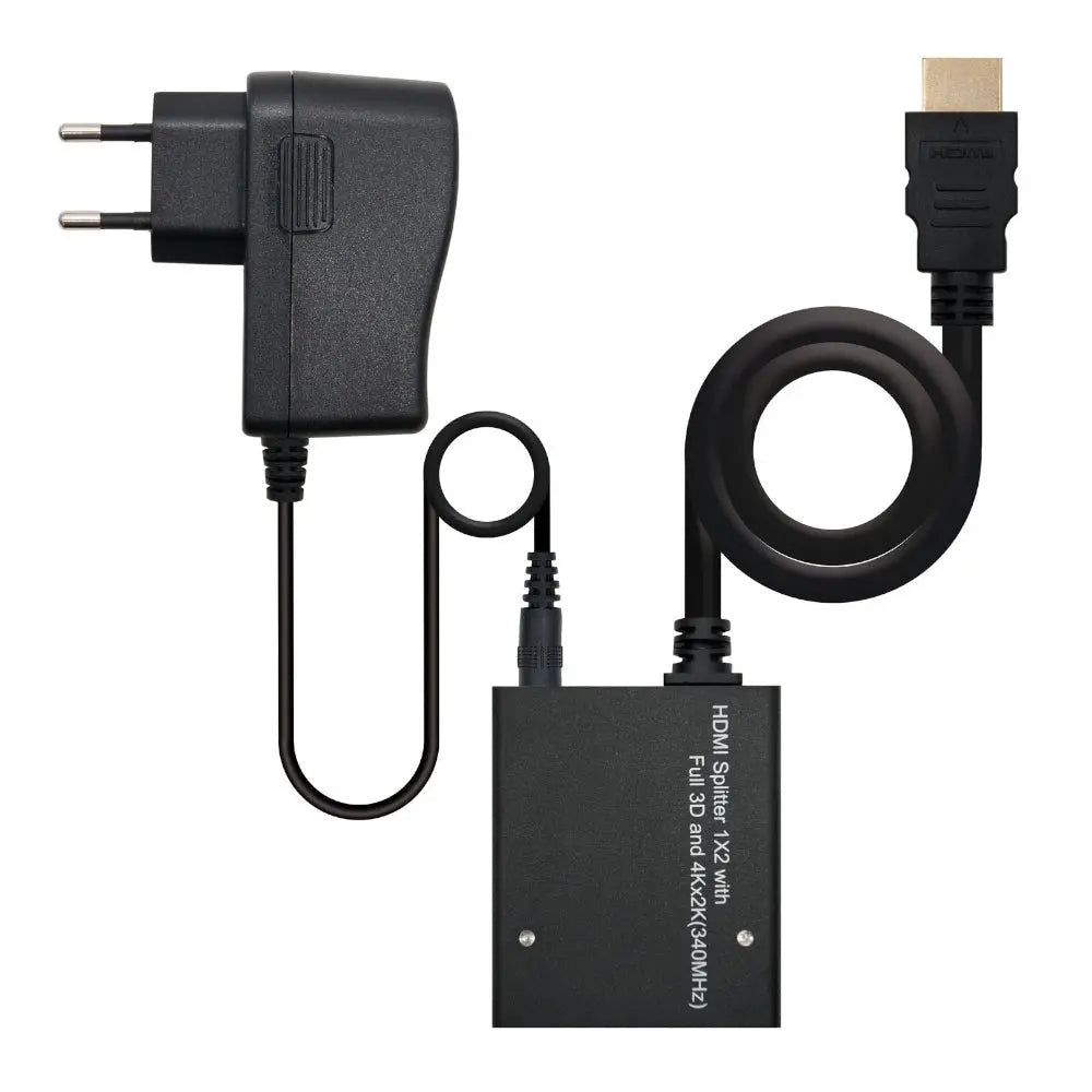 Duplicador HDMI Macho para 2 Saídas Fêmea da Nanocable, adaptador de 50cm para conectar um dispositivo HDMI a duas telas.