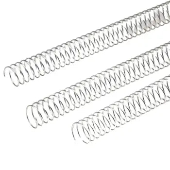 Argolas espiral metálicas passo 5:1 pratas de 48mm, kit com 25 unidades, feitas pela marca Neutral.