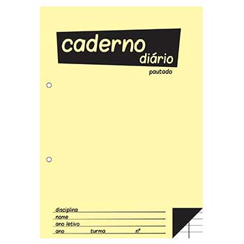 Caderno diário agrafado Neutral B5 pautado, 25x17,6cm, com 40 folhas de papel 60g, vista frontal com capa simples