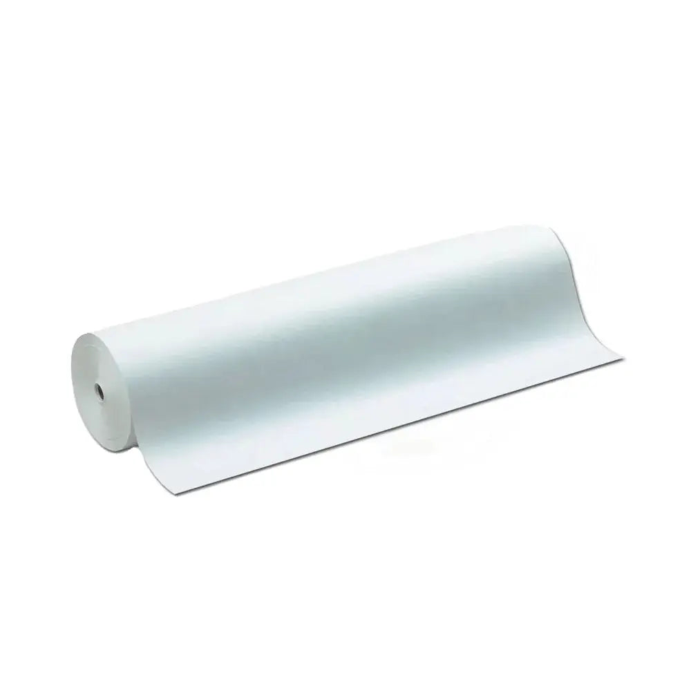Rolo de papel cenário neutro de 1mx200m, peso 20kg e 100g/m², ideal para eventos e decorações.