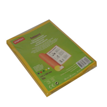 Classificador de capa transparente amarelo da Neutral, pacote com 10 unidades para organização e armazenamento.