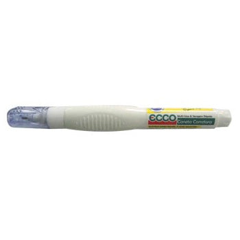 Corretor em caneta de 7ml Ecco com ponta de metal, ideal para correções precisas em papel, produto da marca Neutral.