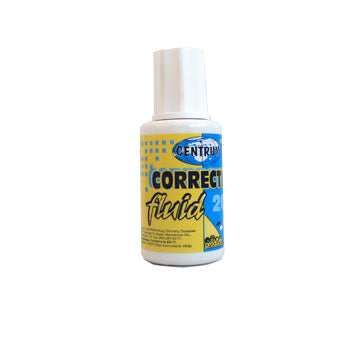Corretor líquido Neutral de 20ml com pincel para corrigir erros de texto em papel, fácil aplicação e precisão.
