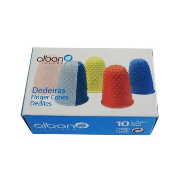 Conjunto de 10 dedeiras Neutral Nº2 21mm para proteção dos dedos, na cor transparente, em embalagem individual.