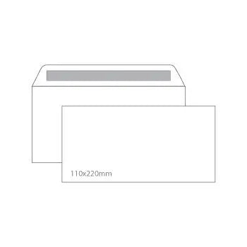 Envelopes brancos DL 110x220mm com janela, peso 90g, pacote com 500 unidades, marca Neutral, imagem de envelopes.