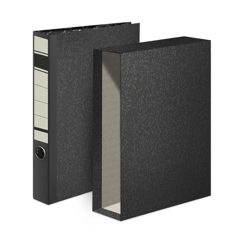 Pasta de arquivo com caixa fixa Neutral L40 em marmor preto, 310x290 mm, para organização de documentos.
