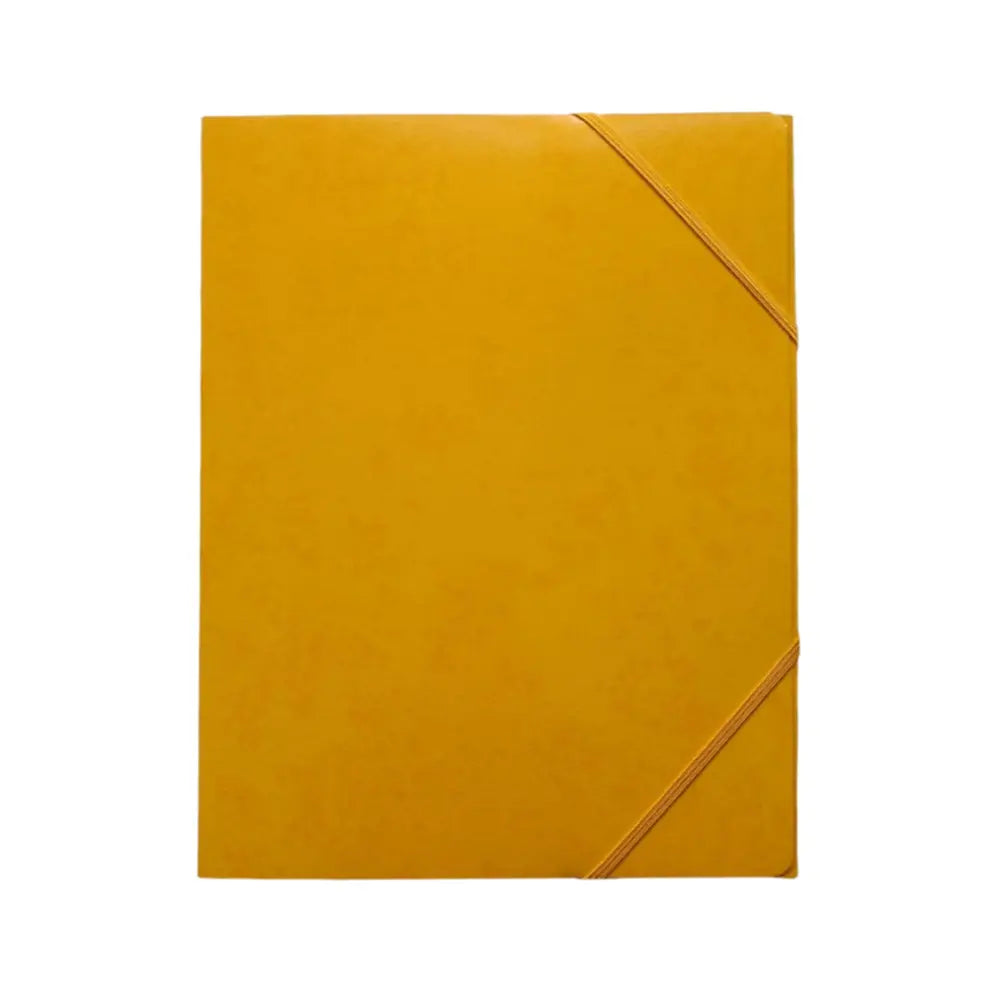 Pasta de cartão A4 amarela com elásticos e 3 abas, ideal para organizar documentos, da marca Neutral.