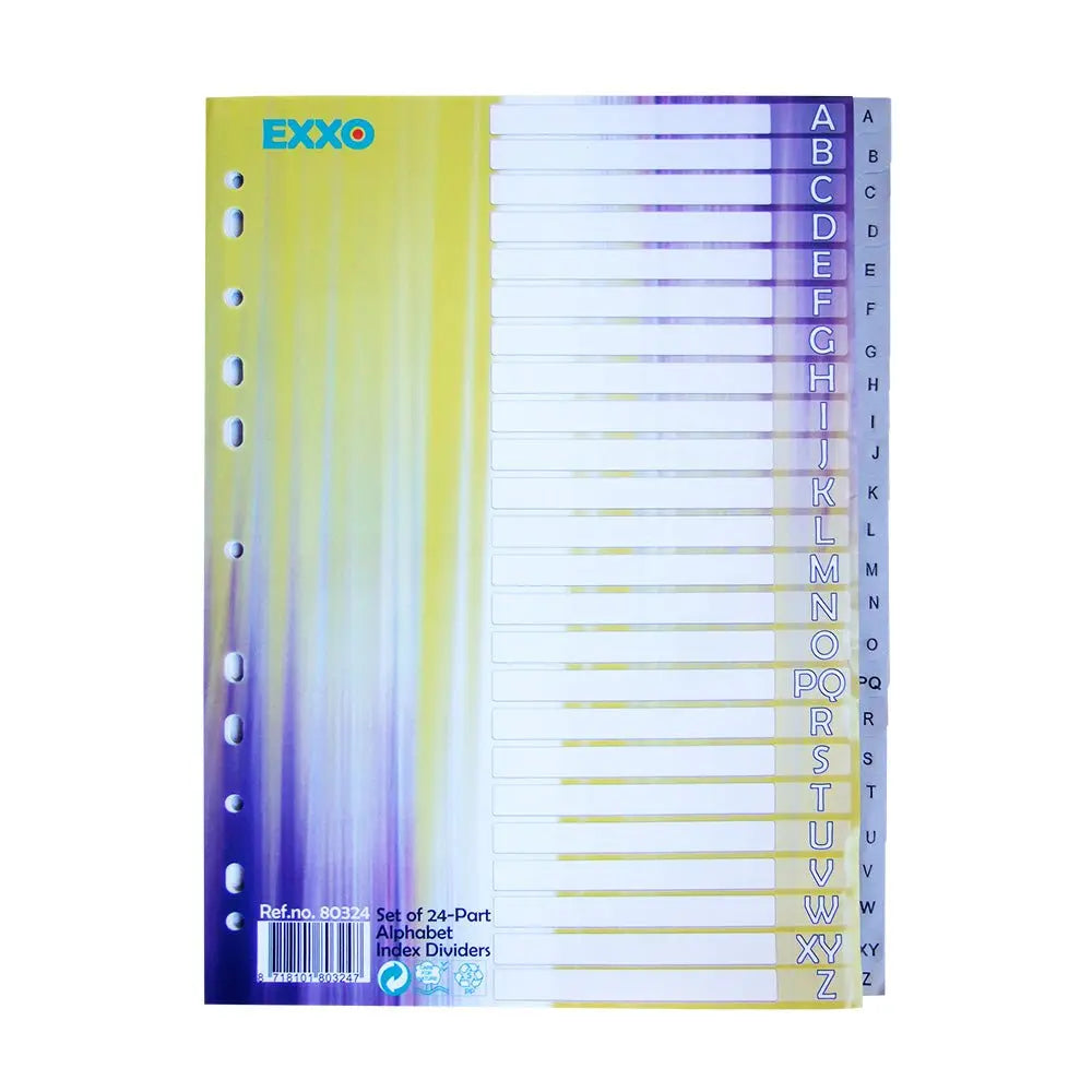 Separadores em plástico cinza A4 da Neutral, organizador de documentos com etiquetas A a Z, ideal para arquivos e pastas.