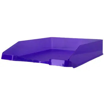 Tabuleiro de secretária transparente roxo da Neutral, ideal para organizadores e escritório, com acabamento em plástico transparente.