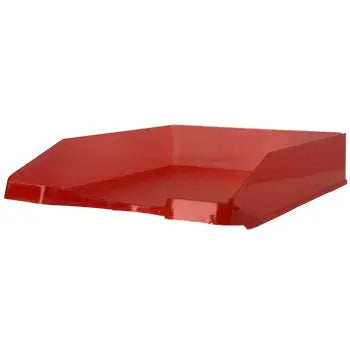 Tabuleiro de secretária transparente e vermelho para escritório, feito pela marca Neutral, ideal para organização de mesa.