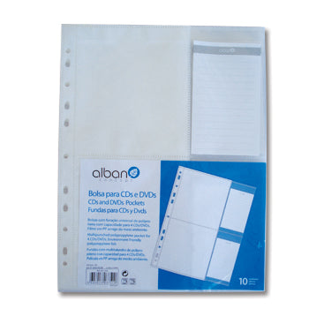 Conjunto de 10 bolsas de plástico para 4 CDs ou DVDs com furação, armazenamento de arquivos com proteção e organização.