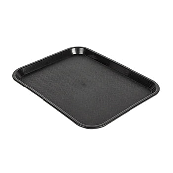 Tabuleiro de fast food em plástico preto, 27,5x35,5cm, ideal para caixas de alimentos e entrega.