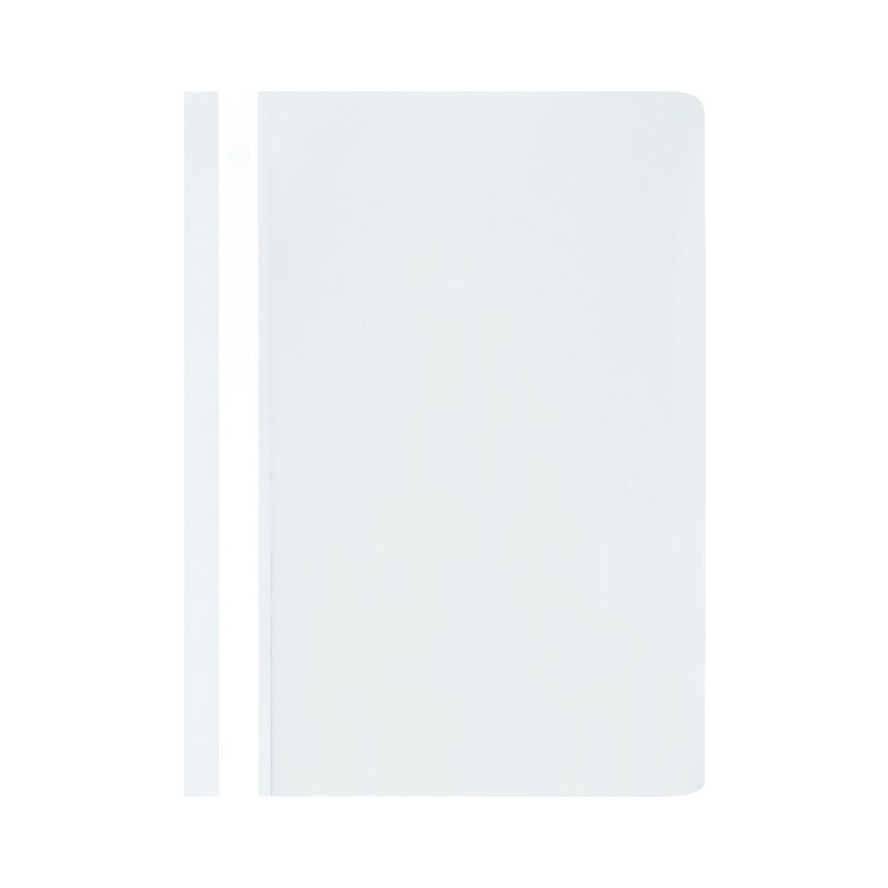 Classificador de capa transparente branca, unidade, ideal para organização de documentos ou arquivos.