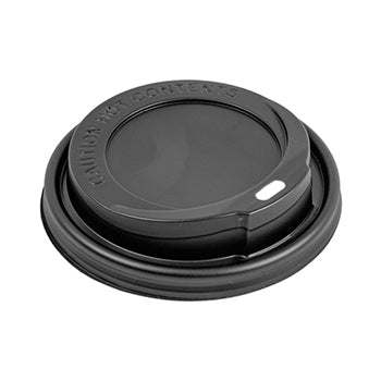 Tampa alta preta para copos de 360/480ml, pack com 100 unidades, ideal para copos descartáveis de outros fabricantes.