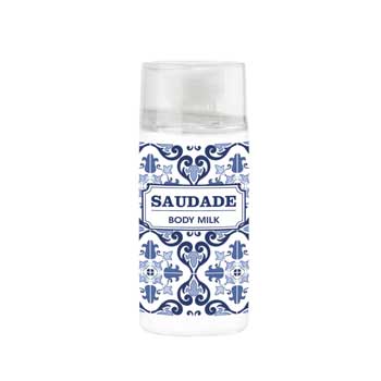 Loção corporal Amenities Coleção Saudade, embalagem com 230 unidades, creme hidratante em frascos pequenos.