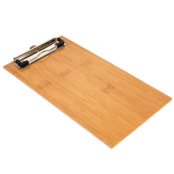 Porta menus de bambu 13x24,5cm com clip, ideal para restaurantes, feito de bambu natural, uma unidade.