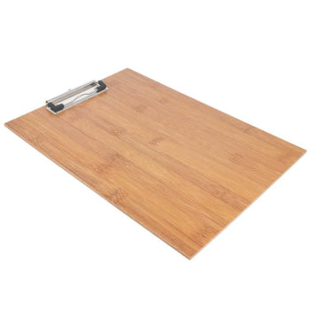 Porta menus de bambu para restaurantes, tamanho 22,9x31,8cm com clip, ideal para exibir e organizar ementas.