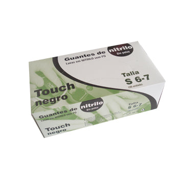 Luvas de nitrilo pretas tamanho pequeno, sem pó, pacote com 100 unidades, proteção para mãos, produto de uso industrial e médico.