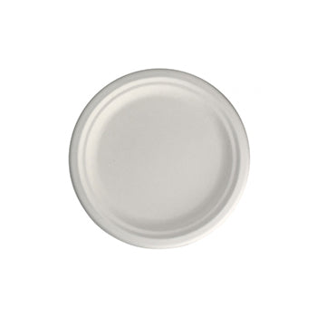 Pratos de papel de cana de açúcar de 22cm, natural, com 50 unidades, ideal para festas e eventos sustentáveis