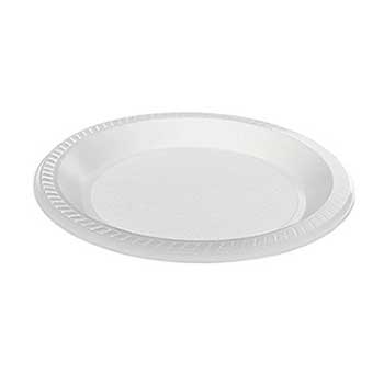Conjunto de 50 pratos de plástico branco para sopa, 17cm, ideal para refeições e eventos.