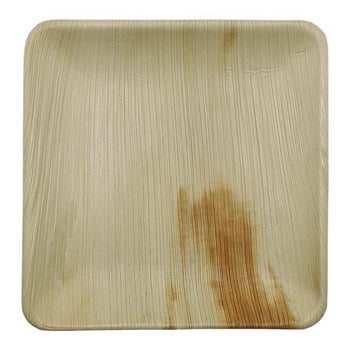 Pratos quadrados de 20x20cm em folha, pacote com 25 unidades, ideal para festas e eventos.