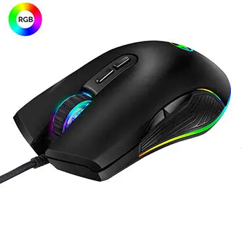 Rato gaming com 3200 DPI, 7 botões e iluminação LED RGB, na cor preta, da marca Outros.