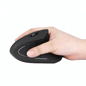 Rato sem fio ergonômico vertical BNH-WL-62 preto, confortável e eficiente para uso prolongado, com design vertical e sem fio.