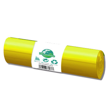 Sacos de lixo amarelos de 100-120L, resistentes e econômicos, pacote com 20 unidades, marca Outros, para descarte de resíduos.