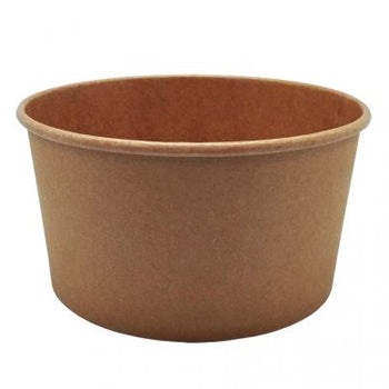 Saladeiras de 1000ml Kraft, pacote com 50 unidades, feitas de papel resistente, ideal para armazenamento e apresentação de alimentos.