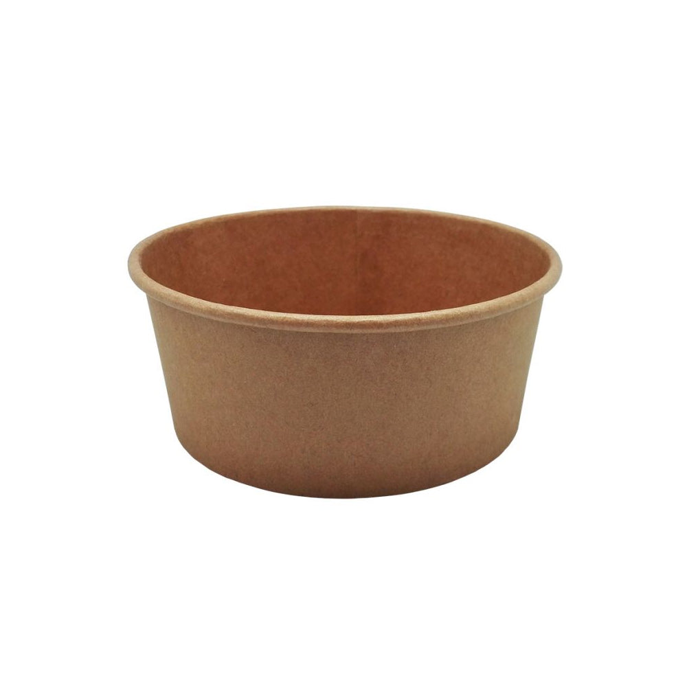 Saladeiras Kraft de 700ml, pack com 50 unidades, resistentes, ideais para servir saladas em diferentes ocasiões.