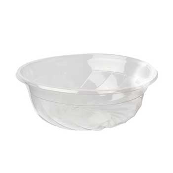 Saladeiras plásticas transparentes de 950ml, pacote com 50 unidades, ideais para armazenamento e apresentação de alimentos.