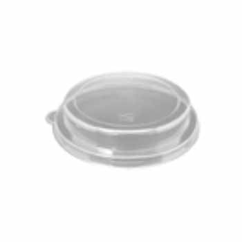Tampas para tigela de cana de açúcar PET de 14,2cm, pacote com 125 unidades, ideal para proteger alimentos em taças e tigelas.