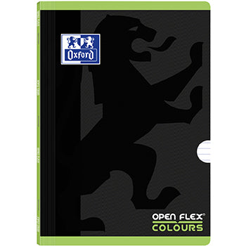 Caderno agrafado A4 pautado Colors Openflex verde com 48 folhas, produzido pela Oxford, para anotações e estudos escolares.