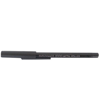 Marcador roller Paper Mate 2000 M preto, ideal para escrita precisa em papel e superfícies variadas.