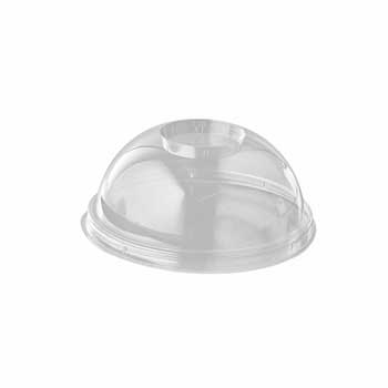 Tampas de copo PLA transparentas de 9,5cm da Papstar, kit com 100 unidades, compatíveis com copos de plástico.