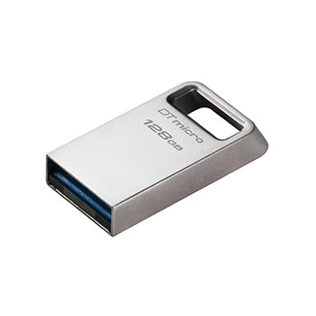 Pen drive USB-A Kingston DataTraveler Micro 128GB com alta velocidade, compacto e ideal para armazenamento de dados.