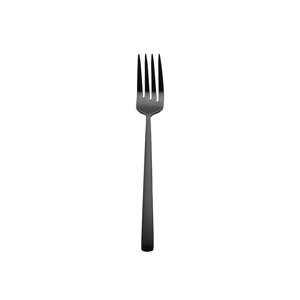 Garfo de sobremesa preto mate Perpetual Paris, 19,3cm, feito de aço inox, para sobremesas e pratos delicados.