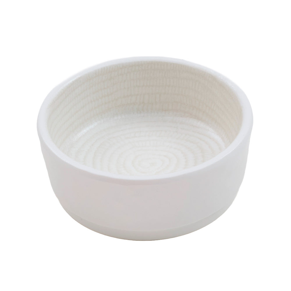 Prato redondo de melamina 7,3cm da Perpetual, estilo Snack Batik, utensílio para alimentos, uma unidade sobre fundo branco.