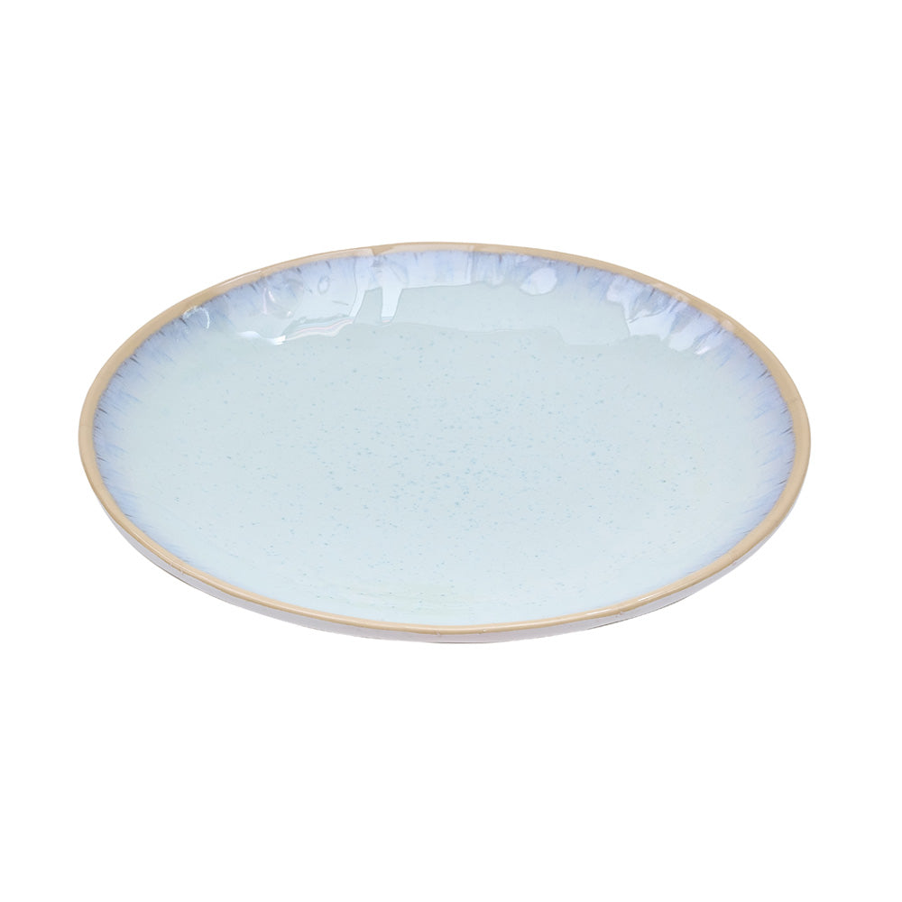 Prato redondo de melamina Perpetual Halo com brilho, 25,6x3,7cm, vista superior em ambiente de cozinha.